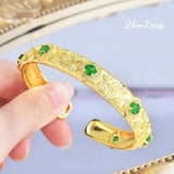 Foydjew Italian Vintage Jewelry Emerald Bracelet for Women's Banquet Party