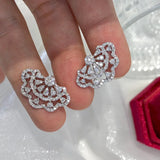 Foydjew Lace Skirt Earrings Full Zircon Plated Stud Earrings