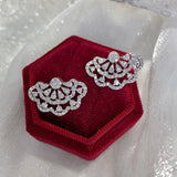 Foydjew Lace Skirt Earrings Full Zircon Plated Stud Earrings