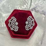 Foydjew Lace Skirt Earrings Full Zircon Plated Stud Earrings