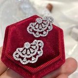 Foydjew Lace Skirt Earrings Full Zircon Plated Stud Earrings