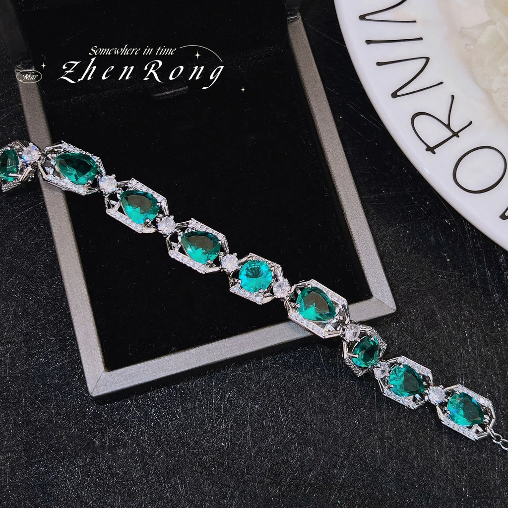 925 Silver Bracelet with Multicolor Tourmaline for Women