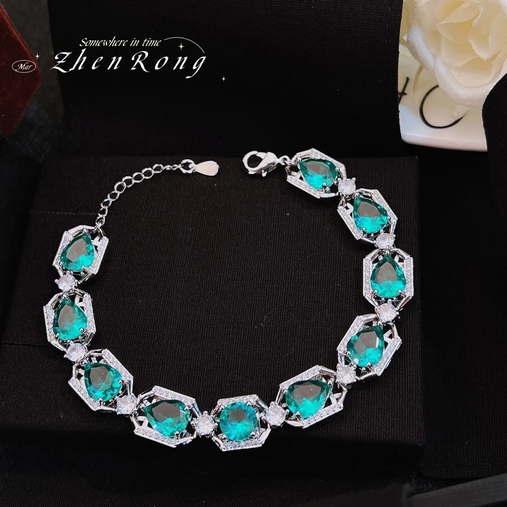 925 Silver Bracelet with Multicolor Tourmaline for Women
