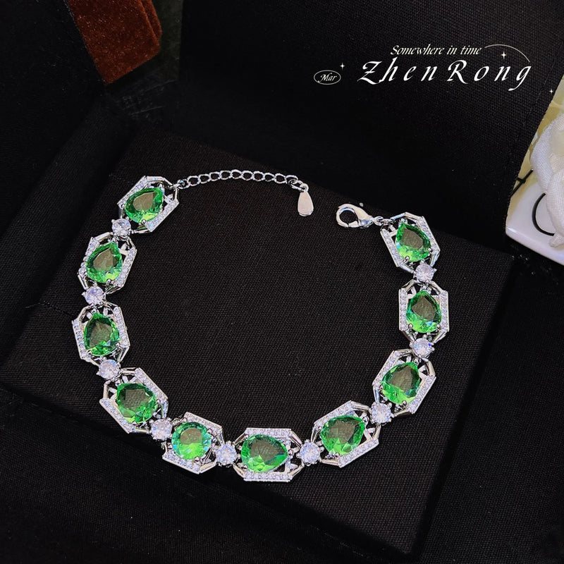 925 Silver Bracelet with Multicolor Tourmaline for Women