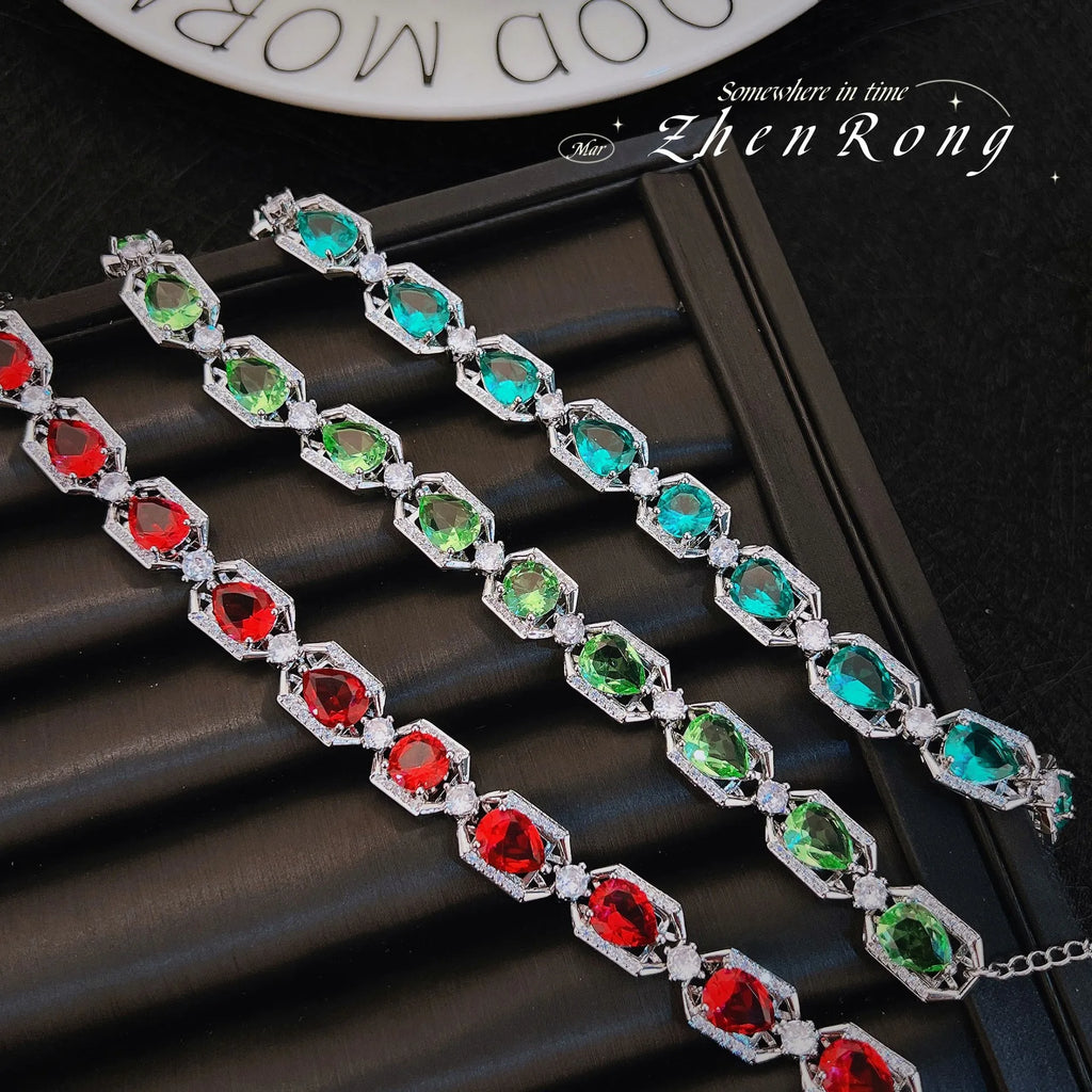 925 Silver Bracelet with Multicolor Tourmaline for Women