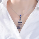 High-end Sapphire Stone Tassel Necklace