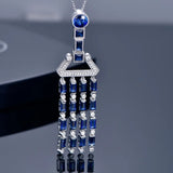 High-end Sapphire Stone Tassel Necklace