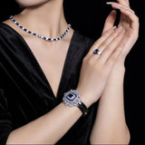 High Simulation Sapphire Pendant Choker Necklace