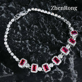 Ruby Treasure Bracelet Chain High-end Jewelry Red Zircon