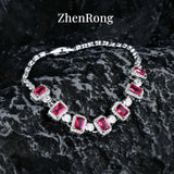 Ruby Treasure Bracelet Chain High-end Jewelry Red Zircon
