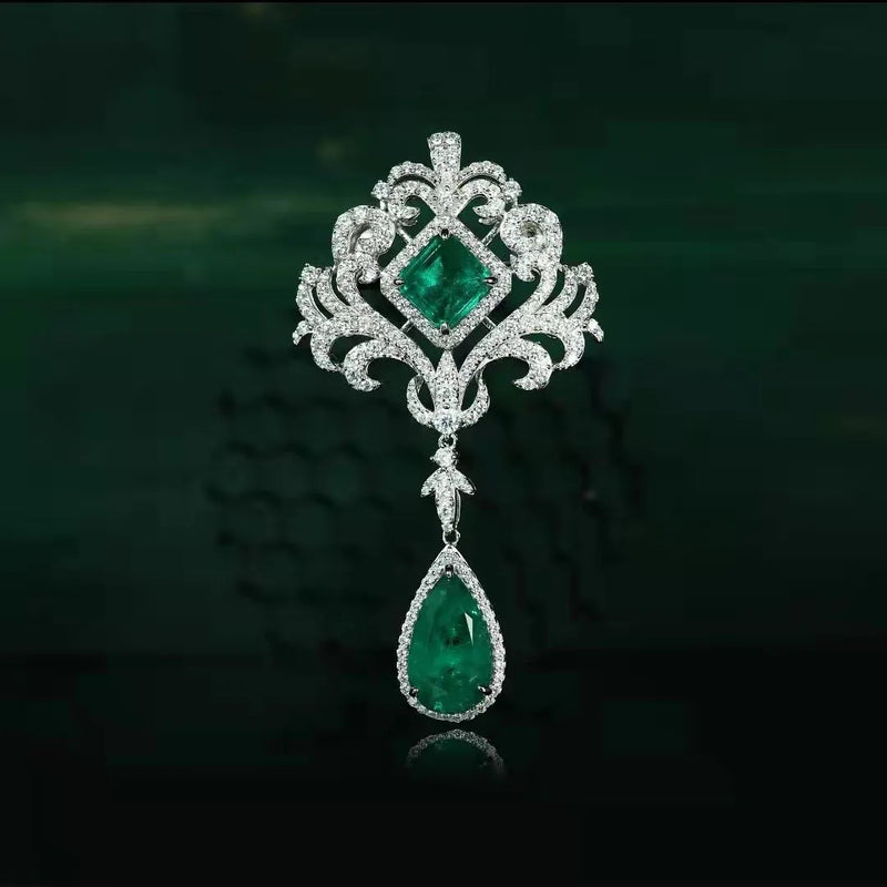 Foydjew Emerald Pendant Hollow Water Drop Necklaces