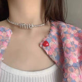 Zircon Letter Necklace Women's Collar Choker Chain
