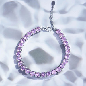 Micro-inlaid Zircon Pink Crystal Bracelet