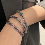 Retro Thai Silver Zircon Bracelet for Women