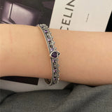 Retro Thai Silver Zircon Bracelet for Women