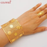 Adjustable Chain Hollow Out Bangle & Ring Set