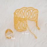 Chain Cuff Bangle & Ring Set Dubai Nigeria Wedding Jewelry Gift