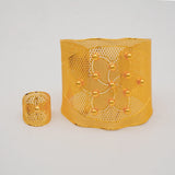 Dubai Flower Bangles & Ring Arabic Cuff Bracelet