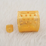 Dubai Flower Bangles & Ring Arabic Cuff Bracelet