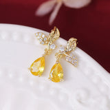 Yellow Zircon Water Droplet Earrings for Daily Wear