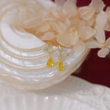 Yellow Zircon Water Droplet Earrings for Daily Wear