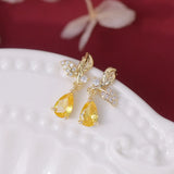 Yellow Zircon Water Droplet Earrings for Daily Wear