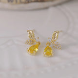 Yellow Zircon Water Droplet Earrings for Daily Wear