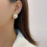Circular Pearl Earrings 18K High Top Jewelry