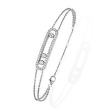 925 Sterling Silver Necklace Bracelet with Clear CZ Stones