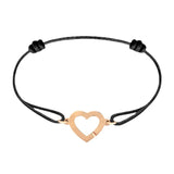 S925 Silver Double Heart Bracelet Rope Adjustable R12