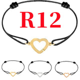 S925 Silver Double Heart Bracelet Rope Adjustable R12