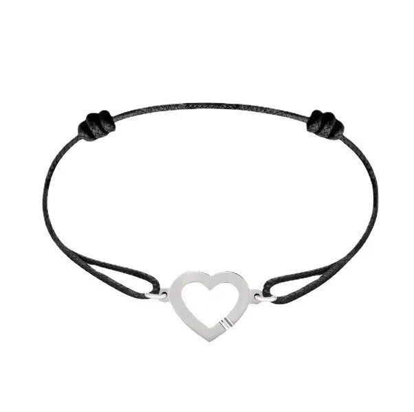 S925 Silver Double Heart Bracelet Rope Adjustable R12