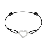 S925 Silver Double Heart Bracelet Rope Adjustable R12