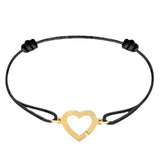 S925 Silver Double Heart Bracelet Rope Adjustable R12