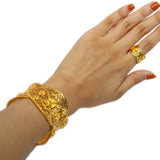 24k Bridal Dubai Plated Cuff Bracelet Nigerian Wedding Jewelry