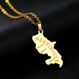 Martinique Island Map Pendant Necklace Stainless Steel Men Women Map Jewelry