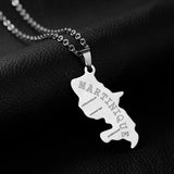 Martinique Island Map Pendant Necklace Stainless Steel Men Women Map Jewelry