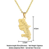 Martinique Island Map Pendant Necklace Stainless Steel Men Women Map Jewelry