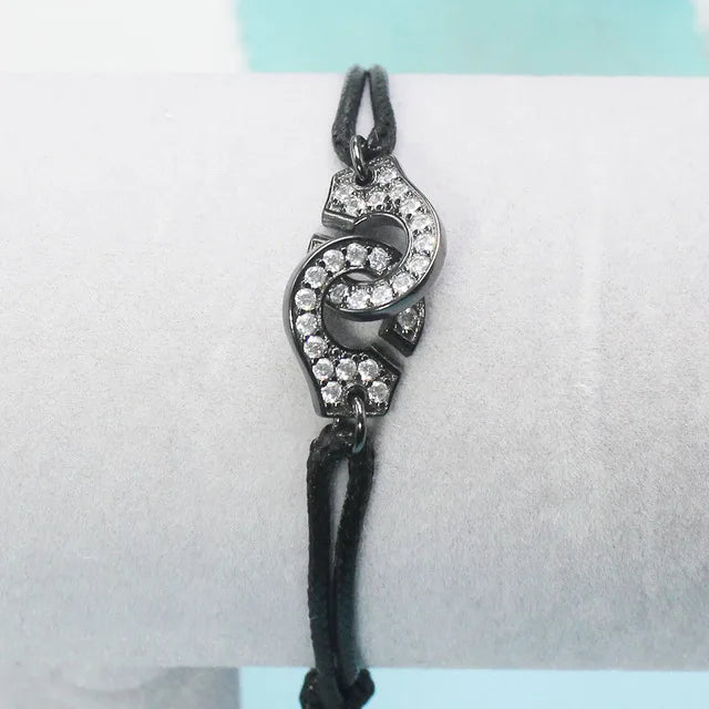 925 Silver Handcuff Zircon Bracelet Menottes 925 Stamp