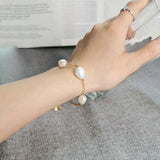 925 Silver Freshwater Pearl Chain Bracelet TLS294