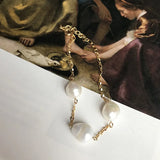 925 Silver Freshwater Pearl Chain Bracelet TLS294