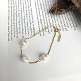 925 Silver Freshwater Pearl Chain Bracelet TLS294