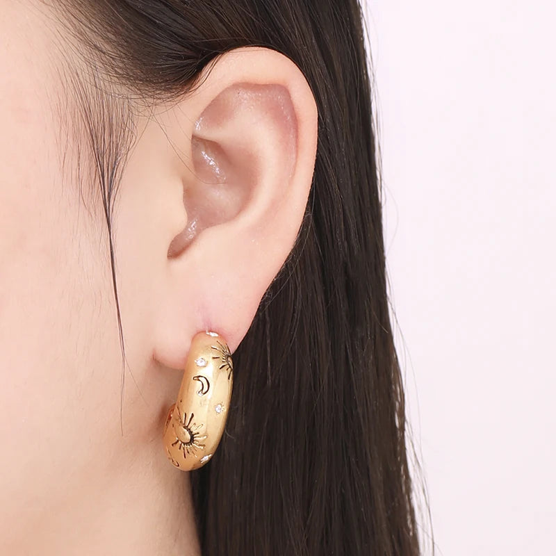 Fraya 925 Silver Plated Hoop Earrings Vintage C Shaped Earring