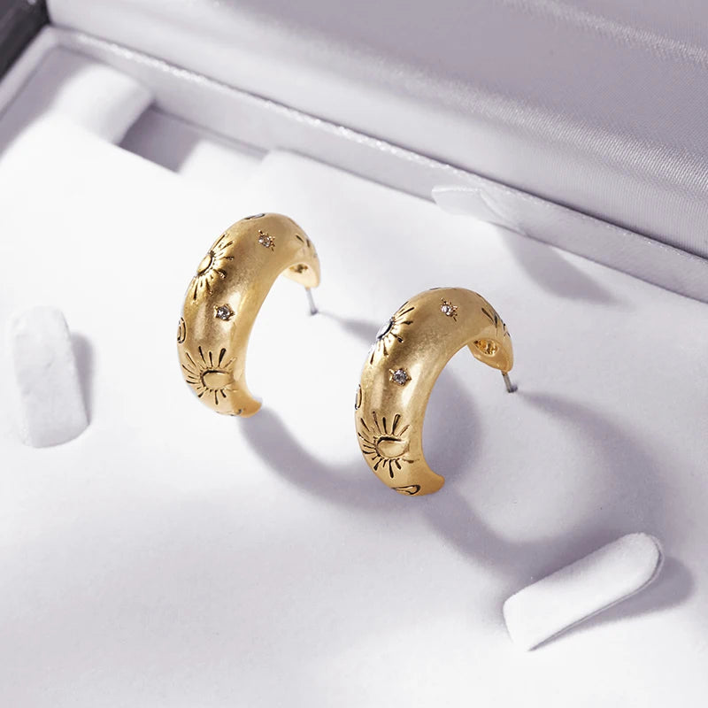 Fraya 925 Silver Plated Hoop Earrings Vintage C Shaped Earring