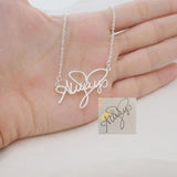 Custom Handwriting Name Necklace Stainless Steel Pendant