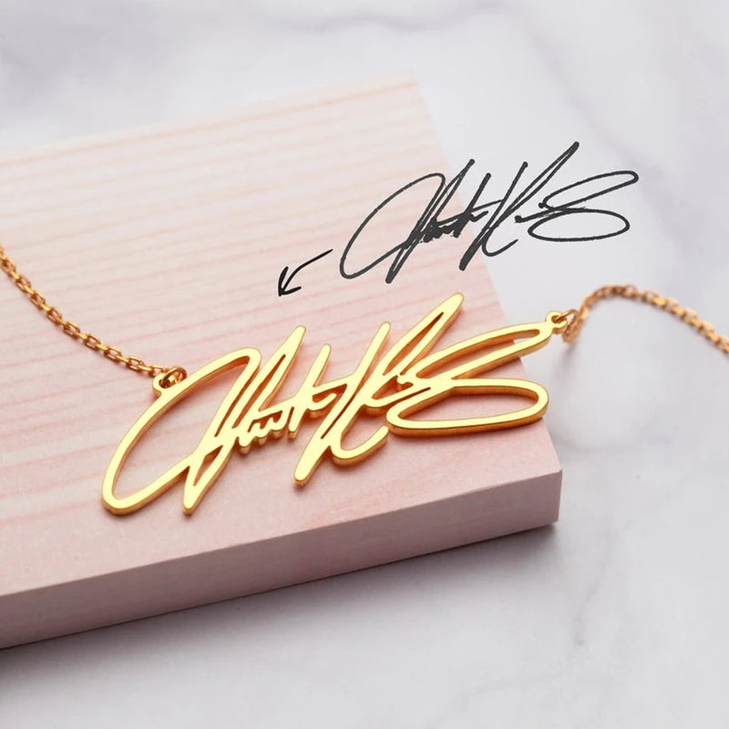 Custom Handwriting Name Necklace Stainless Steel Pendant