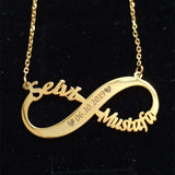 Boho Double Name Necklace Engraved Date Infinity Necklaces