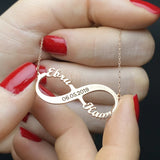 Boho Double Name Necklace Engraved Date Infinity Necklaces