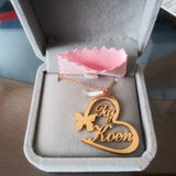 Personalized Box Butterfly Heart Pendant Necklace