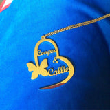 Personalized Box Butterfly Heart Pendant Necklace